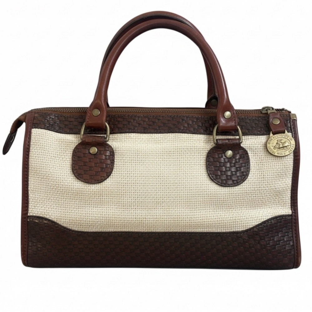 Brahmin vintage rare wicker and brown leather shoulder purse bag
